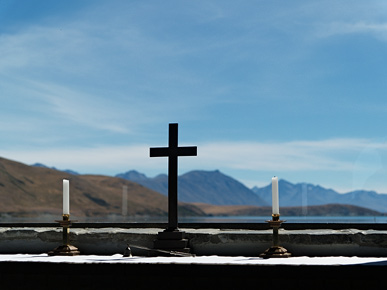 Image of a crucifix, Tekapo, South Island, New Zealand
